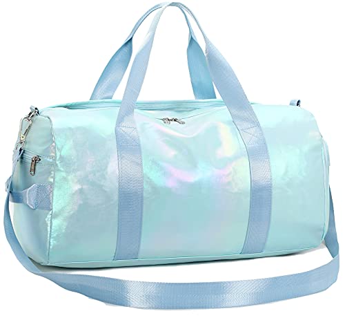 Gym Bag Sports Duffle Bag with Wet Pocket Weekender Overnight Bag with Waterproof Shoe Compartment for Girls Kids Women Travel Dance Yoga Workout Bag (Green) - color: Green