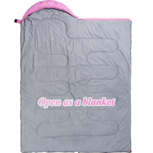Sleeping Bag - 3 Seasons for Adults Kids Boys Girls Camping Hiking - Warm Cold Weather Lightweight Portable with Compression Bag for Backpacking in Spring, Summer, Fall and Winter - color: 3 lbs-Pink