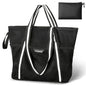 PASMAN Large Beach Bag with Zipper-8 Pockets Sandproof Beach Tote Bag for Women,Foldable Lightweight Family Swim Bag Vacation - color: Black