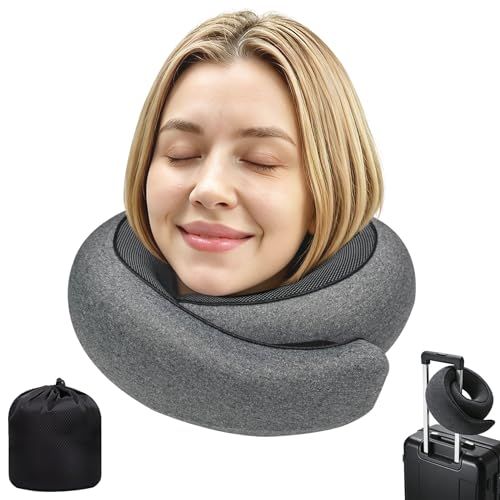 Travel Pillow, Neck Pillow for Airplane, Ergonomic Memory Foam Travel Neck Pillow for Airplanes, Comfortable Flight Pillow for Long Flights & Sleeping - color: Grey, size: J10