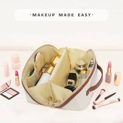 Travel Makeup Bag – Large Cosmetic Organizer with Waterproof Nylon, Smooth Double Zipper & Tear-Resistant Lining, Toiletry Pouch for Women (Beige) - color: 05-Beige