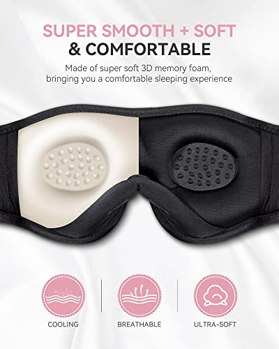 MUSICOZY 3D Bluetooth Sleep Mask with HD Stereo Sound, Wireless Sleep Headphones for Side Sleepers, Music Headband Eye Mask for Sleeping, Relaxation, Travel, Yoga, Cool Gadgets for Women Mom Girls - color: Pink