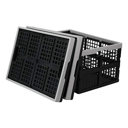 Vababa 42 L Plastic Stackable Collapsible Storage Crate, 3-Pack Stacking Folding Storage Basket - size: 42 L