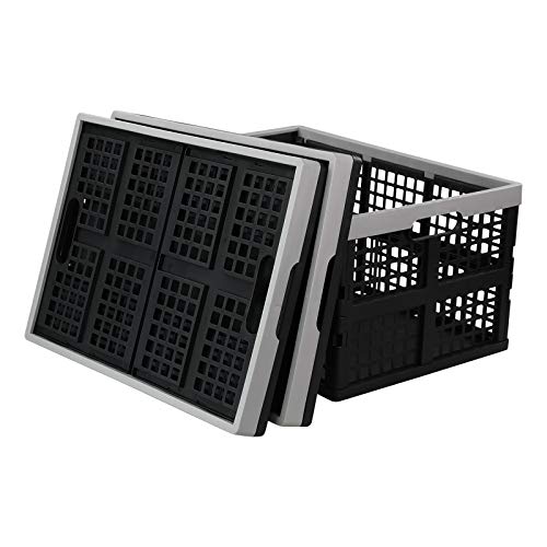 Vababa 42 L Plastic Stackable Collapsible Storage Crate, 3-Pack Stacking Folding Storage Basket - size: 42 L