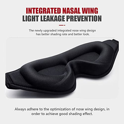 Sleep Mask, 3D Deep Contoured Eye Covers for Sleeping, 99% Block Out Light Eye Mask, Zero Pressure Cup Blindfold for Men Women, with Adjustable Strap for Sleeping, Yoga, Traveling (Black) - color: Black