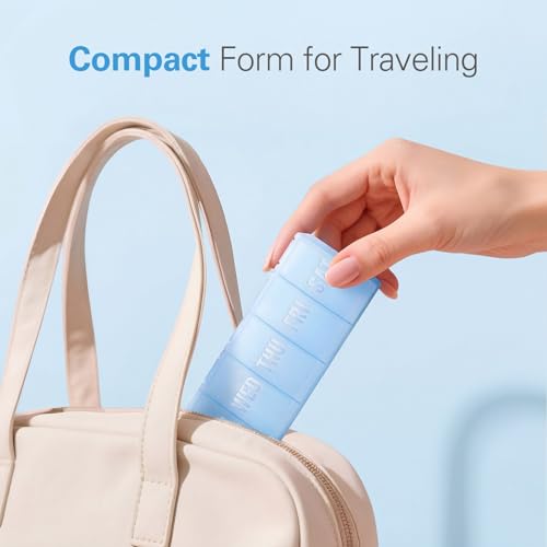 Barhon Large Weekly Pill Organizer, Big Vitamin Organizer Case for 7 Day, Travel Medicine Pill Box to Hold Various Supplements and Fish Oil, Sky Blue - color: Sky Blue