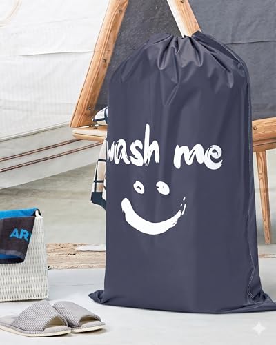 HOMEST 2 Pack XL Laundry Bags 28" x 40", Extra Large Dirty Clothes Organizer Holds 3-4 Loads, Machine Washable Drawstring Laundry Bag for Dorm, Camp, Laundromat, Family, Travel, Gray & Sky Blue - color: (Ⅰ-Wash me)Gray & Sky Blue