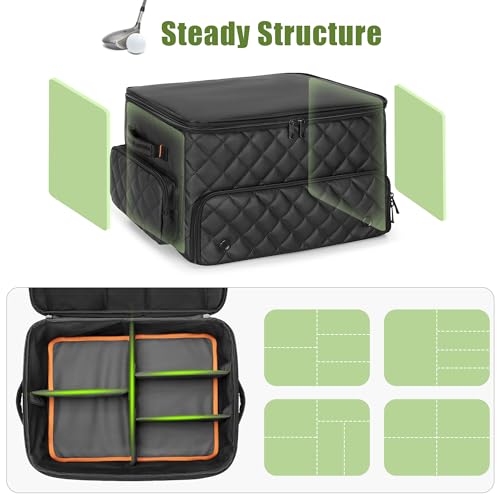 PGmoon 2 Layer Golf Trunk Organizer, Golf Car Storage Organizer with Individual Ventilated Compartment for 2 Pairs Shoes, Golf Car Locker for Balls, Clothes, Tees, Gloves, Accessories (Black) - color: Black