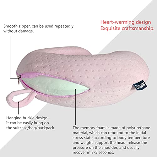 Neck Pillows for Sleeping Travel Pink Travel Pillow Comfortable U Shape Memory Foam Pillows Neck and Head Support Portable Travel Neck Pillow Suitable for Planes, Trains, Self-Driving Cars - color: Pink