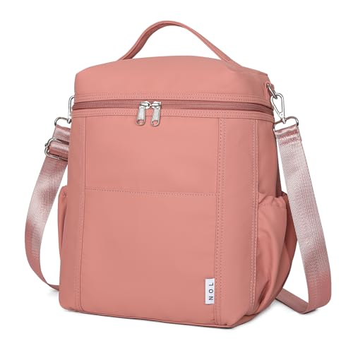 NOL Natural Organic Lifestyle Insulated Lunch Bags for Women Cooler Bag Lightweight Nylon Waterproof Lunch Box For Work (Dark Pink, Large) - color: Dark Pink, size: Large (12 Liters)