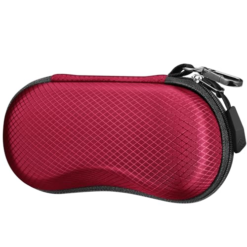 FINTIE Sunglasses Case, Hard EVA Shell Shockproof Sport Glasses Case with Metal Carabiner Travel Zipper Eyeglasses Holder - color: Red