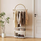 Gold Clothing Rack,Freestanding Coat Rack with Faux Marble shevles,Modem Arch Gold Garment Rack with shoes rack for Small Spaces,Bedroom, Entryway