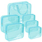 APREUTY Clear Makeup Bags, TSA Approved 6 Pcs Cosmetic Makeup Bags Set Clear PVC with Zipper Handle Portable Travel Luggage Pouch Airport Airline Vacation Organization(Light Blue) - color: Light Blue-6PCS (Large+Medium+Small)