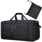 WITZMAN Foldable Duffle Bag for Travel 65L Lightweight Packable Duffel Bag with Shoes Compartment Overnight Bag for Men Women (B697 Black) - color: Black