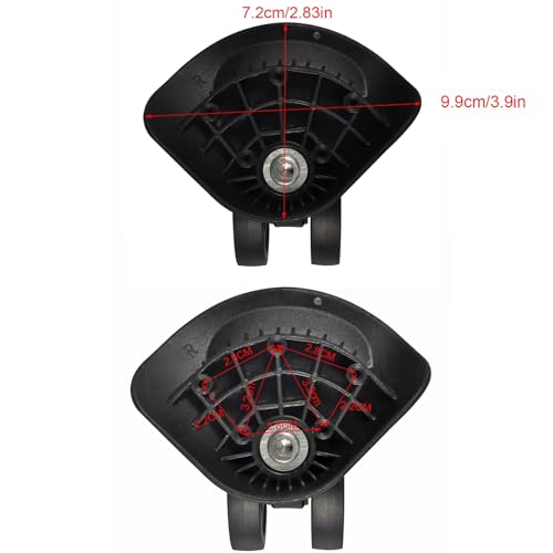Yosoo Health Gear Luggage Suitcase Wheel Replacement, 1 Pair Spare Suitcase Wheels Dual Roller Swivel Wheel, Mute Double Row Suitcase Wheels Black Suitcase Wheels Repair Kit