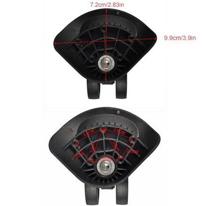 Yosoo Health Gear Luggage Suitcase Wheel Replacement, 1 Pair Spare Suitcase Wheels Dual Roller Swivel Wheel, Mute Double Row Suitcase Wheels Black Suitcase Wheels Repair Kit