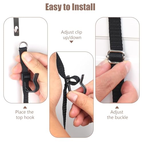 Over The Door Hat Organizer for Baseball Caps, Anti-Drop S Hooks, Holds 12-36 Caps, Adjustable Door Hat Rack, No Drill Installation, Also Great for Bags & Accessories