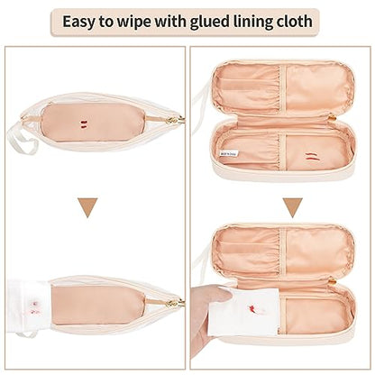 Ethereal Clear Makeup Bag, Cream Small Cosmetic Bag Travel Makeup Bag for Women TSA Approved Toiletry Bag Portable Makeup Pouch - color: 05-cream clear