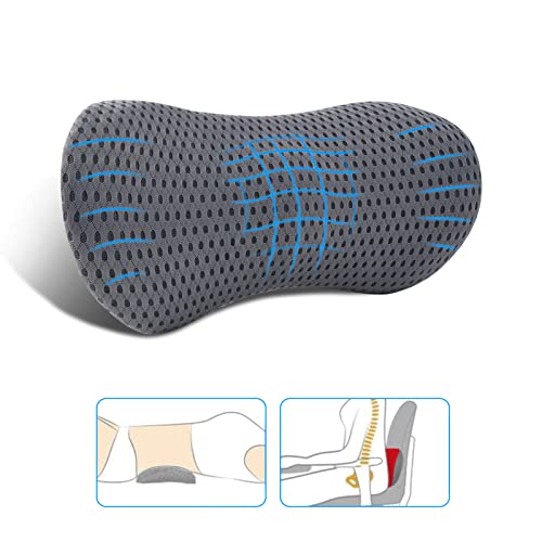 Lumbar Pillow, Memory Foam Lumbar Support Pillow for Office Chair and Car Seat, Back Support Pillow for Lower Back Pain Relief, Support Cushion Back Pillow for Sleeping, Driving, Resting - color: Grey