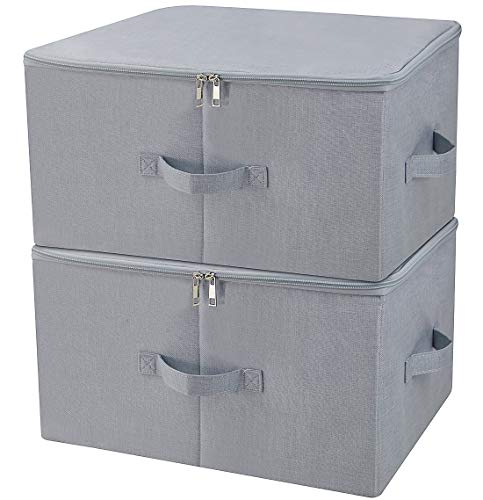 iwill CREATE PRO 17.6"x 13.6"x 9.7",Dust-proof Closet Clothes Storage Boxes with Zip Lid, Breathable Fabric & Collapsible Design Organizer Bins for Clothing Toy Dolls Shoes Blankets, Light Gray, 2pcs - color: Light Gray