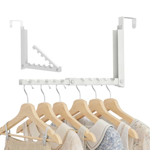 1 Pack Over The Door Hooks,Over The Door Clothes Hanger with 10 Ridges,Space-Saving Over The Door Drying Rack,Door Hooks for Hanging Clothes,Larger Capacity Over The Door Hanger White - color: 1 Pack, White(Dual Fold)