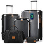 Joyway 5 Piece Luggage Set with Cup Holder, Expandable 25% Capacity, Includes Handbag, Anti Slip Wheels, Hook, Smart Carry On Suitcase for Men and Women, Spinner Travel Black - color: Black, size: 5 piece set (20/24/28inch-Handbag)