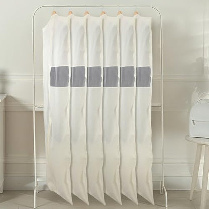 Aliceset 6 Pcs 24 x 65 inches Cotton Garment Bags for Hanging Clothes, Canvas Suit Bags for Clothes Coats Jackets Shirts Closet Storage Travel Gusseted Hanging Garment Cover - size: 65 Inches