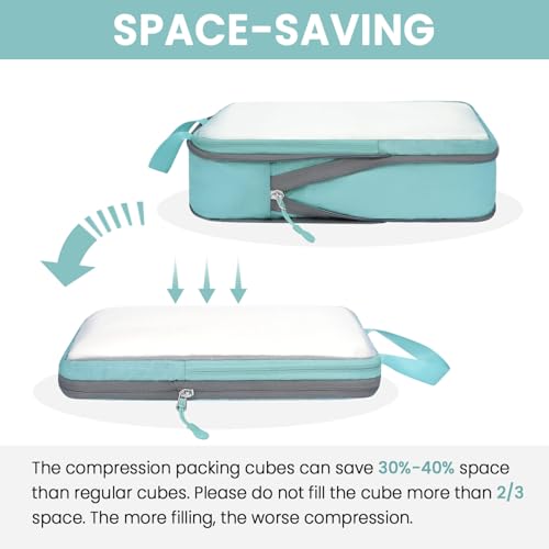BAGAIL 6 Set Ultralight Compression Packing Cubes Packing Organizer for Travel Accessories Luggage Suitcase Backpack - color: DustyBlue70D, style: Mesh Pattern