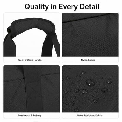 Foldable Travel Duffle Bag with Trolley Sleeve 40L Capacity, Lightweight Packable Travel Duffel Bags with the Keyhole Zipper, Weekender Overnight Nylon Carry on Bag for Men & Women, Black - color: Black