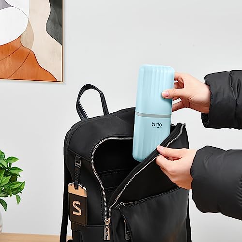 VITVITI Toothbrush Travel Case, Portable Travel Soap Container Leakproof Dish Tray, 7.88 inch Toothpaste Toothbrush Holders with Cover for Trip/Bathroom/Camping(Blue) - color: Blue