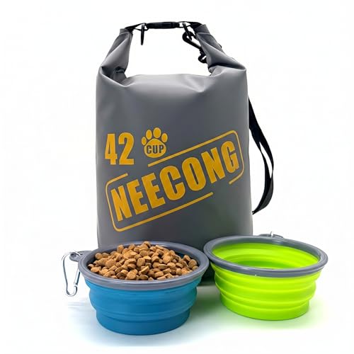 Dog Food Travel Bag With Collapsible Travel Bowls, 42 Cup Dog Food Storage System for Camping, Everyday-10L Food Dry Bag - color: bowl-400ml
