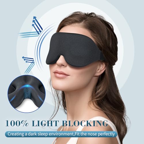 ZGGCD Sleep Mask for Side Sleeper, Light Blocking Sleeping Eye Mask for Women Men, 3D Contoured Cup Night Blindfold, Luxury Eye Cover Eyeshade with Adjustable Strap for Travel, Nap, Black - color: Black