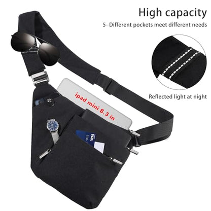 VADOO Sling Bag - Anti-theft Crossbody Shoulder Bag for Men and Women - color: Black-rfid