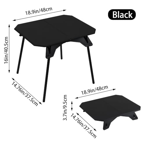 Folding Camping Table,Outdoor Small Portable Aluminum Camp Table with Backpacking Carrying Bag for Camping Beach Picnic Grilling Hiking FishingTravel (Black)