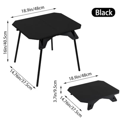 Folding Camping Table,Outdoor Small Portable Aluminum Camp Table with Backpacking Carrying Bag for Camping Beach Picnic Grilling Hiking FishingTravel (Black)