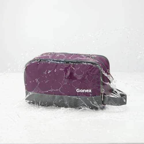 Gonex Travel Toiletry Bag Nylon, Toiletries Kit Shaving Bag Toiletry Organizer Burgundy - color: Burgundy