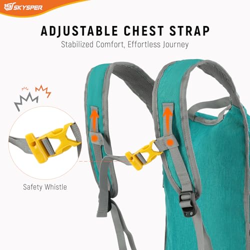 SKYSPER 15L/20L Foldable Hiking Backpack Lightweight Packable Travel Daypack with Chest Strap Small Folding Pack for Walking - color: Green, size: 15l