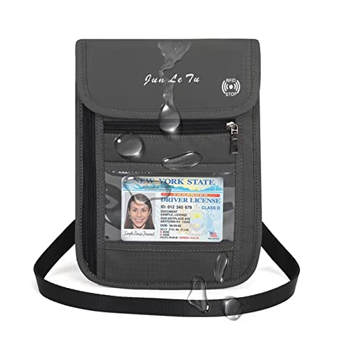 Passport Holder for Travel, RFID Passport Wallet with Visual Window Design, Multifunctional Document Organizer, Waterproof Travel Pouch Neck Wallet for Men and Women, Iron Grey - color: Iron Grey