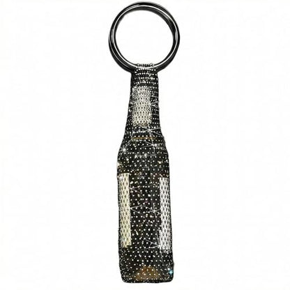 Wine Pouch Mesh Bag, Resin Handle Wine Bag, Sparkly Rhinestone Handwoven Mesh Bags, Party Water Bottle Bags Accessory, Daily Housewarming Party Use (Black) - color: Black