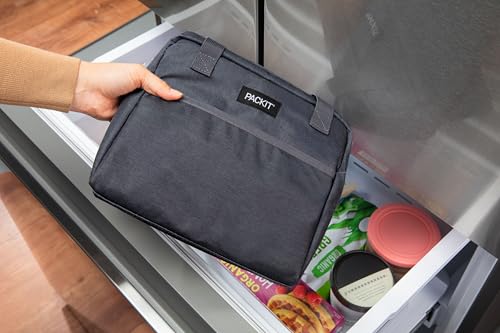 PackIt(R) Freezable Hampton Lunch Bag, City Charcoal, Built with EcoFreeze(R) Technology, Collapsible, Reusable, Zip Closure with Front Pocket and Shoulder Straps, Designed for Fresh Office Lunches - color: City Charcoal