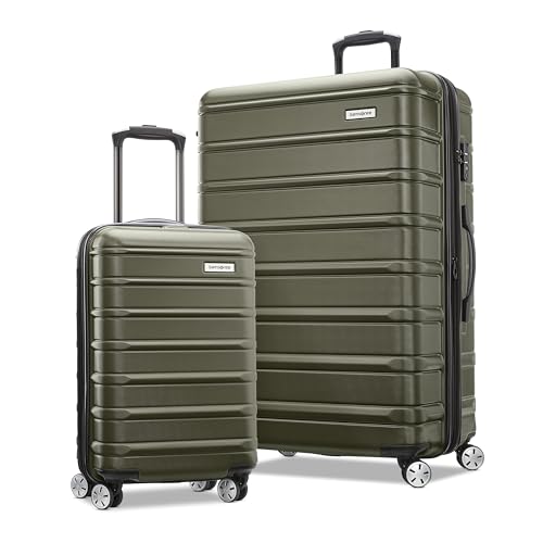 Samsonite Omni 2 Hardside 2 Piece Set - Includes Global Carry-On & Large Checked Suitcases - 360° Dual Spinner Wheels - Integrated TSA Lock & Expansion - Amazon Exclusive - Vita Olive - color: Vita Olive, size: 2-Piece Set (Carry-on/Large)
