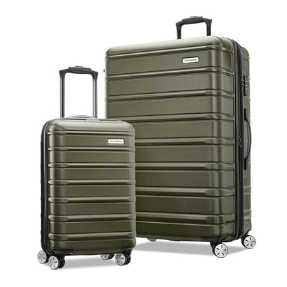 Samsonite Omni 2 Hardside 2 Piece Set - Includes Global Carry-On & Large Checked Suitcases - 360° Dual Spinner Wheels - Integrated TSA Lock & Expansion - Amazon Exclusive - Vita Olive - color: Vita Olive, size: 2-Piece Set (Carry-on/Large)