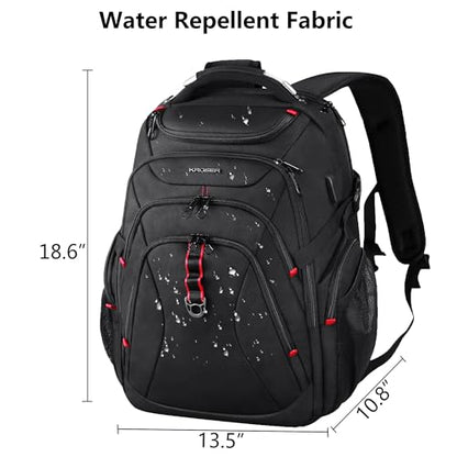 KROSER Travel Laptop Backpack 17.3 Inch XL Computer Backpack with Hard Shell Saferoom RFID Pockets Water-Repellent Business College Daypack Stylish Bag for Men/Women-Black - color: Black-17.3, size: 17.3 inch