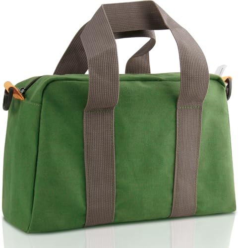Small Tool Bag, Canvas Tool Storage Bag, Large Capacity Multipurpose Zipper Soft Tote Organizer Pouch for Electrician, Plumbing, Gardening,Tools Bags for Men (Green, 12 Inch) - color: Green, size: 12 inch