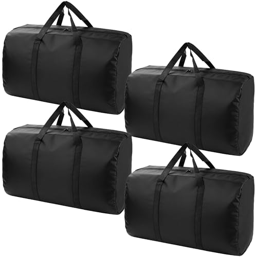 4 Pack 96L Extra Large Moving Bags with Zippers & Carrying Handles for Storage, Packing, Traveling, Camping, Langdry, Big Heavy Duty Moving Totes Bags for Clothes, Supplies and Space Saving - color: Black, size: Large - 4 Pack