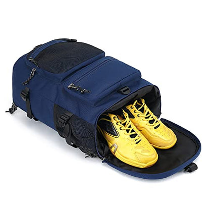 Kalesi Gym Duffle Bag Backpack 4-Way Waterproof with Shoes Compartment for travel Sport Hiking laptop (dark blue) - color: Dark Blue