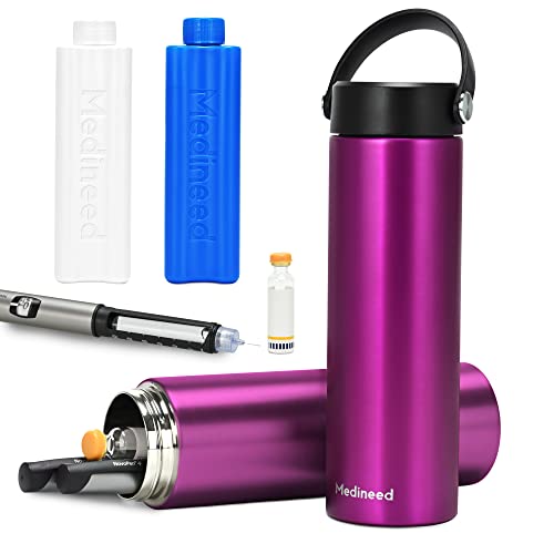 Medineed Insulin Cooler Travel Case TSA Approved, Portable Medication Cooler with Ice Packs, Refrigerated Diabetes Travel Organizer for 1-4 Pens and Diabetic Supplies (Purple) - color: Purple