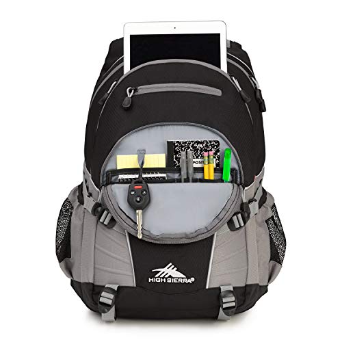 High Sierra Loop Backpack, Travel, or Work Bookbag with tablet sleeve, One Size, Black/Charcoal - color: Black/Charcoal