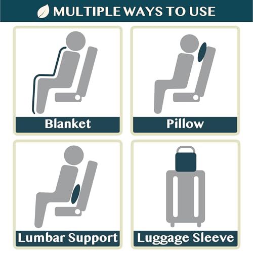 PAVILIA Travel Blanket Airplane Compact with Bag, Small Travel Pillow Blanket for Long Flights, Lightweight Plane Blanket with Luggage Strap, Camping Blanket for Traveler Essentials, Black, 65x40 - color: Black