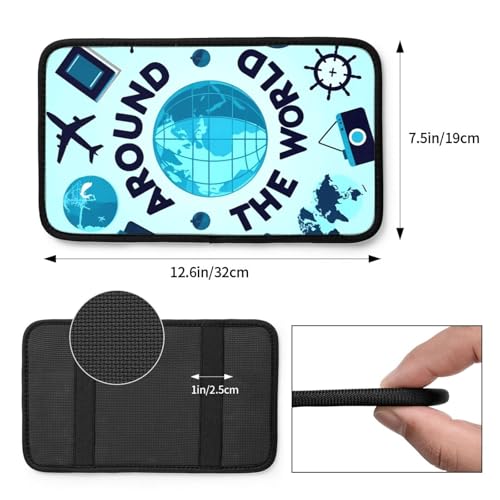 Travelling on Airplane 2 Print Car Center Console Cover Universal Neoprene Car Armrest Storage Box Decoration Protector Pad for Car Truck SUV, Interior Accessories